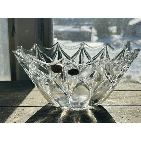 Vintage Bohemia Crystal Bowl Glass 12 Point Serving Dish Czech Republic 24% PbO - Picture 10 of 15
